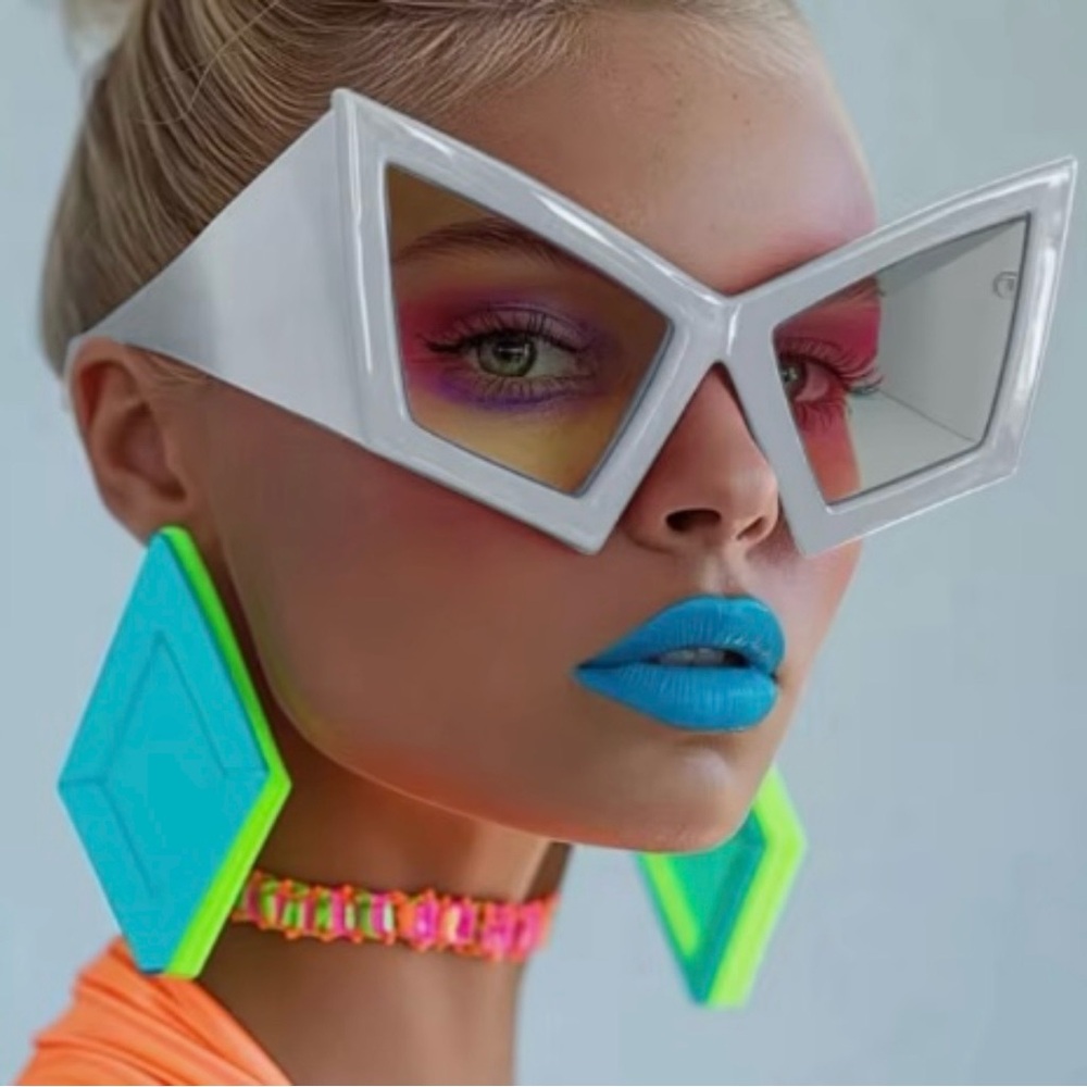NWT✨SILVER WITH GRAY LENSES FUTURISTIC STATEMENT GEO OVERSIZED SUNGLASSES